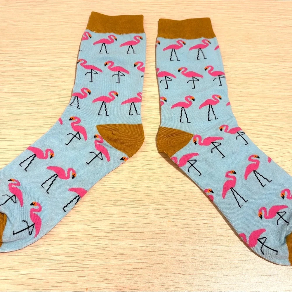 Flamingo Cotton Socks Pink Light Blue Adults Teens Unisex One Pair
